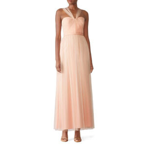 Amsale Aisha Gown Blush Halter Neckline Chiffon US 0